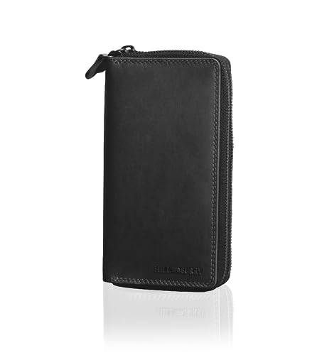 Hill Burry Leder Damen Portemonnaie Arite I Geldbörse I Brieftasche | Geldbeutel Wallet Portmonee mit RFID Schutz aus hochwertigem naturgegerbtem Leder | B 10,5cm x H 20cm x T 3,5cm von Hill Burry