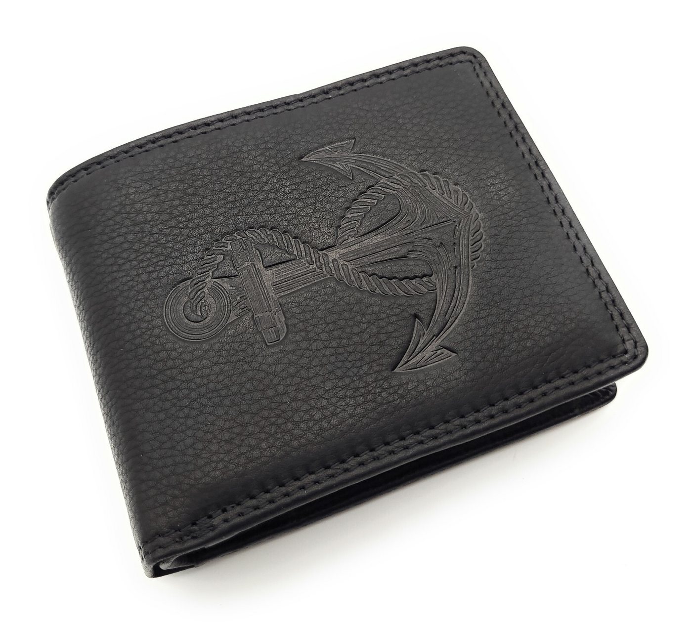 Hill Burry Geldbörse maritimes echt Leder Portemonnaie Anker mit RFID Schutz, Premium Rindleder, weiche Haptik, tolle Optik von Hill Burry