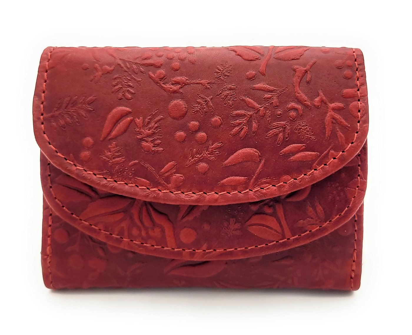 Hill Burry Mini Geldbörse echt Leder Damen Portemonnaie mit RFID Schutz, florale Prägung, kleiner Wickel-Geldbeutel, rot Hill Burry Mini Geldbörse echt Leder Damen Portemonnaie mit RFID Schutz, florale Prägung, kleiner Wickel-Geldbeutel, rot von Hill Burry