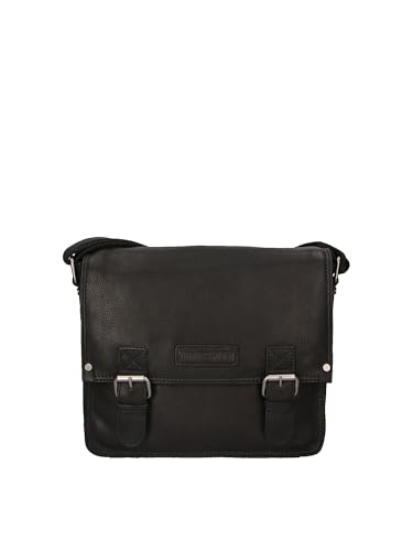 Hill Burry Umhängetasche für Herren aus echtem Leder Made in Italy 30 x 26 x 10 cm ART-4091W-HILB-PARENT, Schwarz von Hill Burry