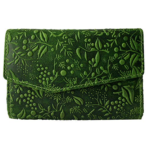 Hill Burry (hütmann hochwertige Vintage Leder Damen Geldbörse Portemonnaie langes Portmonee Geldbeutel aus weichem Leder in grün von außen - 14,50 x 10,50 x 4,0cm (B x H x T) von Hill Burry