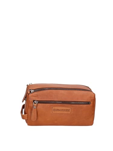 Kulturbeutel für Herren aus echtem Leder Made in Italy 24 x 15 x 11 cm ART-3337-HILB, braun, 24x15x11 von Hill Burry