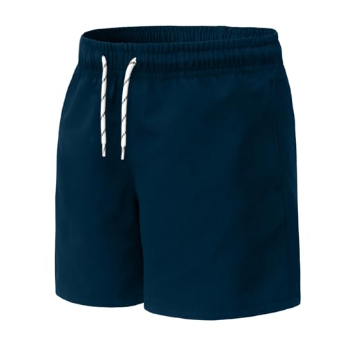 Hill & Sea Badehose Jungen Kinder Badeshorts Unisex Schnelltrocknend Boardshorts Atmungsaktiv Wasserabweisend Badeshorts mit Mesh-Futter Taschen und Verstellbarem Tunnelzug Marineblau 146 von Hill & Sea