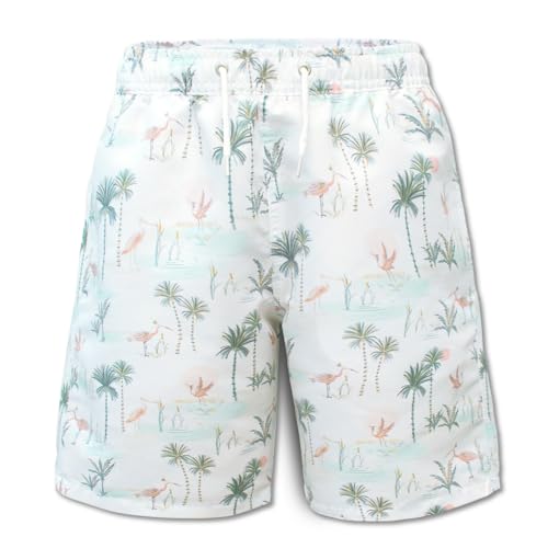 Hill & Sea Badehose Jungen Schnelltrocknend Boardshorts Atmungsaktiv Wasserabweisend Badeshorts mit Mesh-Futter Taschen und Verstellbarem Tunnelzug Beige Bird 164 von Hill & Sea