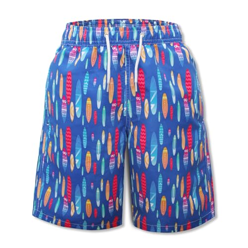 Hill & Sea Badehose Jungen Schnelltrocknend Boardshorts Atmungsaktiv Wasserabweisend Badeshorts mit Mesh-Futter Taschen und Verstellbarem Tunnelzug Blue Board 164 von Hill & Sea