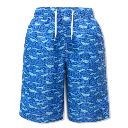 Hill & Sea Badehose Jungen Schnelltrocknend Boardshorts Atmungsaktiv Wasserabweisend Badeshorts mit Mesh-Futter Taschen und Verstellbarem Tunnelzug DarkBlue Fish 176 von Hill & Sea