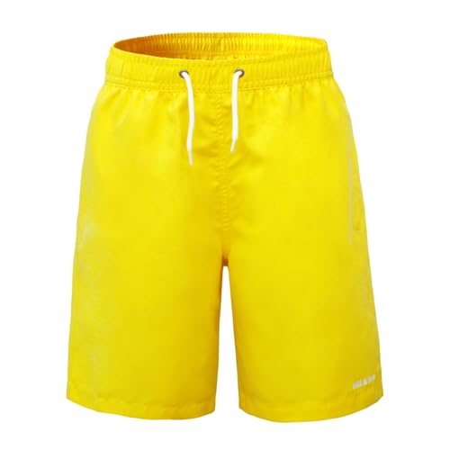 Hill & Sea Badehose Jungen Schnelltrocknend Boardshorts Atmungsaktiv Wasserabweisend Badeshorts mit Mesh-Futter Taschen und Verstellbarem Tunnelzug Gelb 182 von Hill & Sea