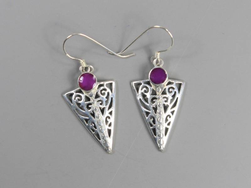 Amethyst Filigran Spitze Tropfen Silber Ohrringe French Hooks von HillChapelSilver
