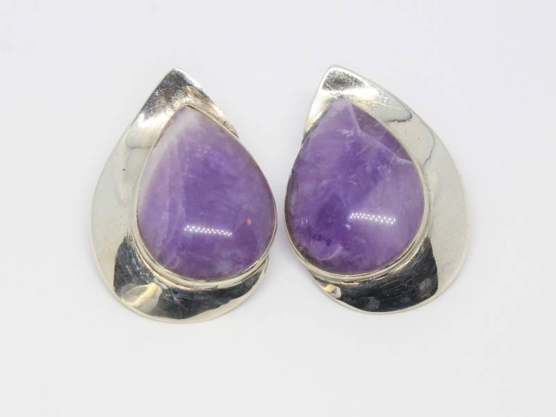 Amethyst Inlay Tropfen Silber Ohrringe von HillChapelSilver