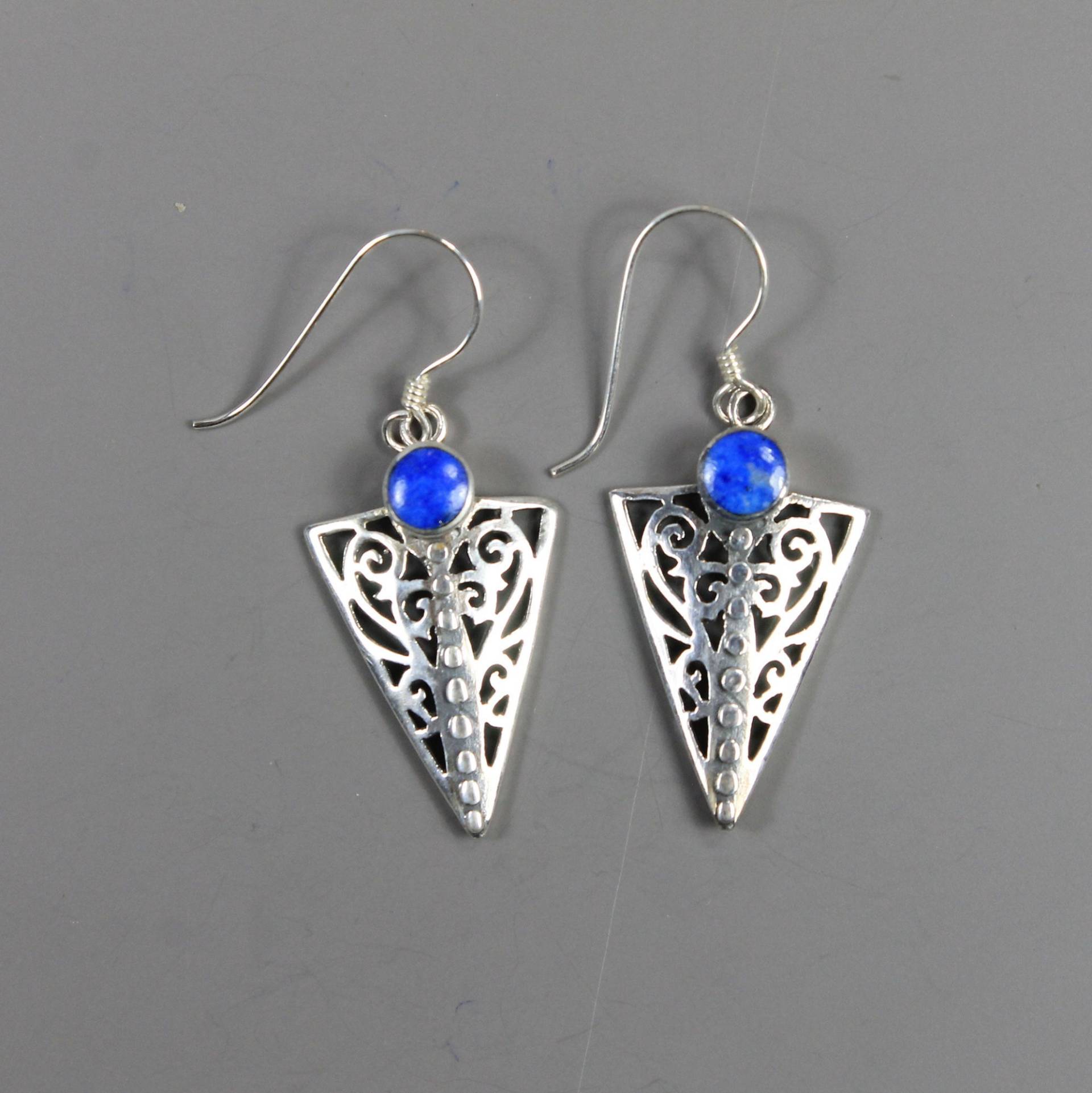 Lapis Filigran Spitze Tropfen Silber Ohrringe von HillChapelSilver