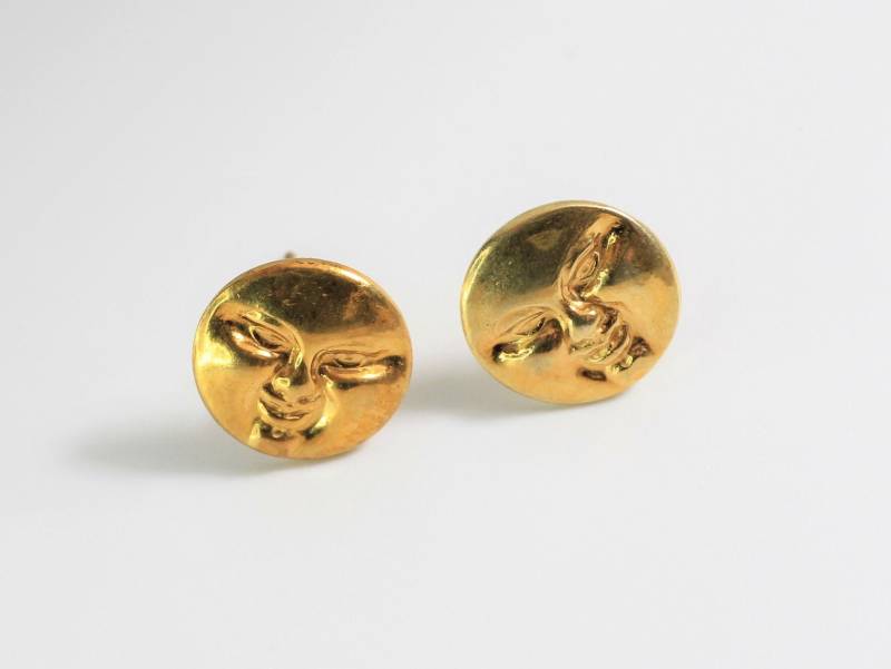 Man On The Moon Silber Gold Ton Ohrstecker von HillChapelSilver
