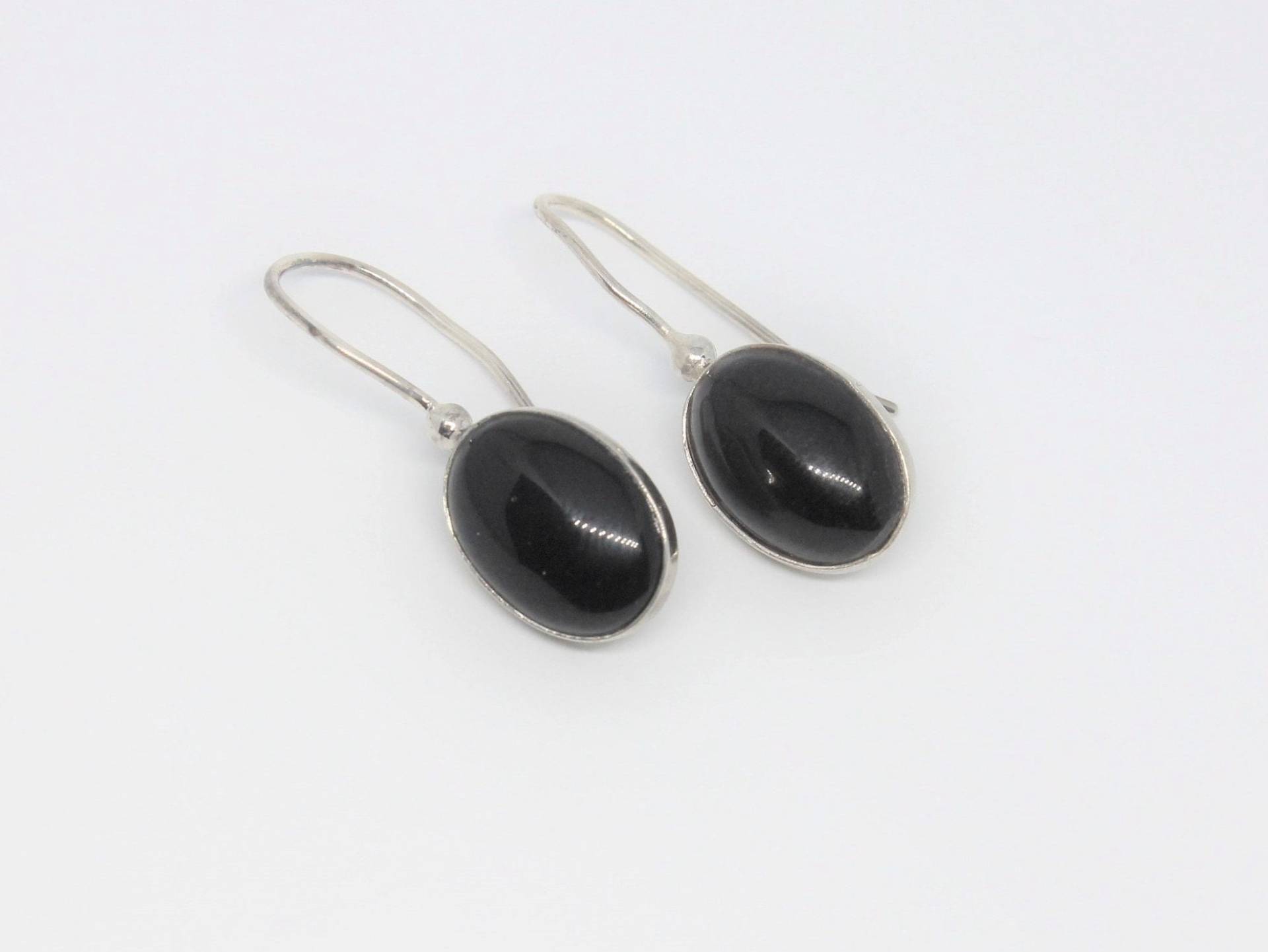 Onyx Oval Tropfen Sterling Silber Ohrringe von HillChapelSilver