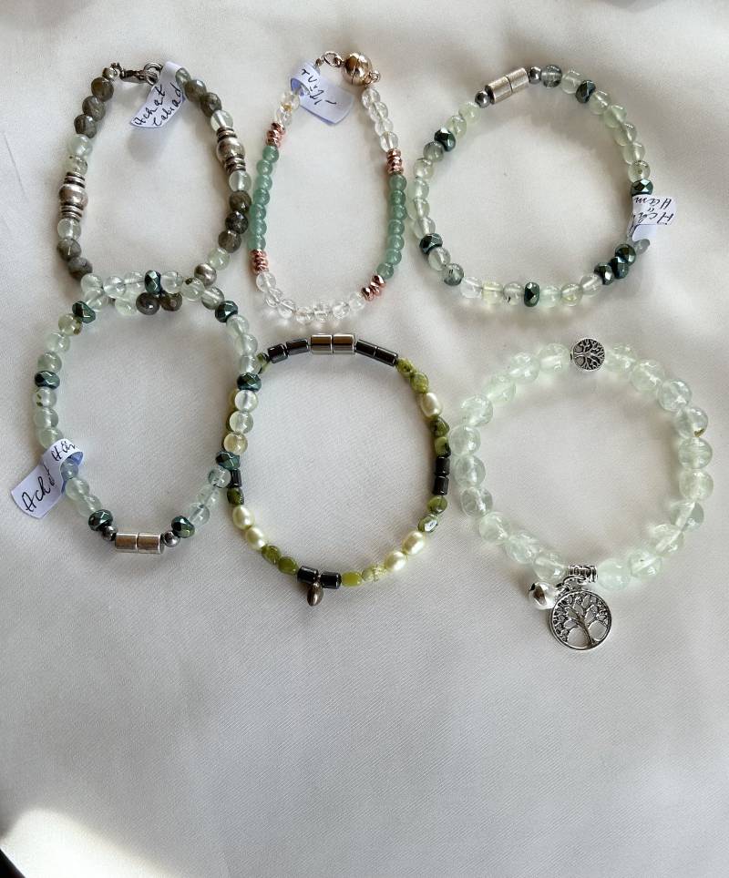 Grüne Edelstein Armbänder Aus Prehnit, Labradorit Oliv , Aventurin Citrin, Lizardit, Heilstein, Unikat, Geschenk, Handmade in Germany von HillaBeads