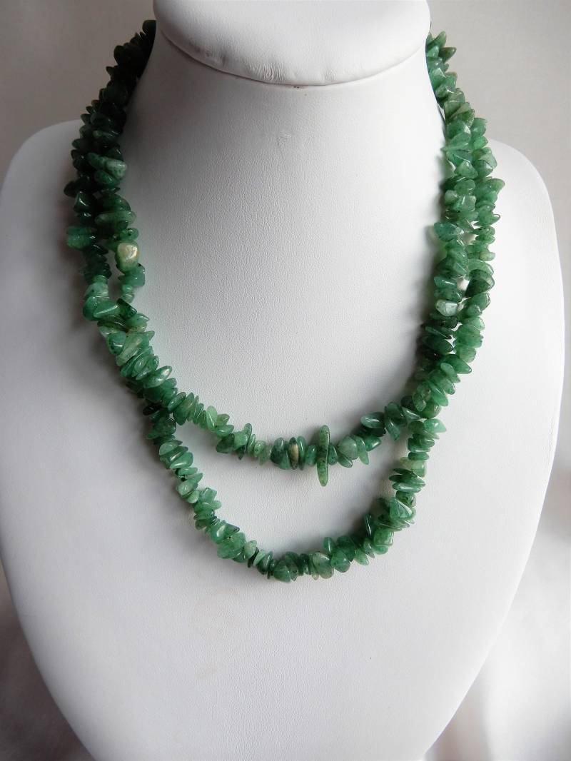 Splitterkette Grüner Aventurin Auf Nylonfaden Ohne Verschluss 75 cm Unikat Geschenk, Muttertagsgeschenk Handmade in Germany von HillaBeads