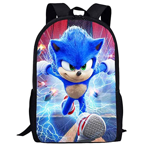 Hilloly Doppelte Schicht Sonic Schulranzen,Rucksack Für Kinder,Sonic Rucksäcke,Sonic The Hedgehog 3D Gedruckter Schulrucksack,Kinderschultasche,Sonic Reiserucksäcke,Kinderschultasche 35 * 27 * 12cm von Hilloly