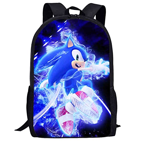 Hilloly Sonic Rucksäcke,Doppelte Schicht Sonic Schulranzen,Kinderschultasche,Sonic Reiserucksäcke,Rucksack Für Kinder,Sonic The Hedgehog 3D Gedruckter Schulrucksack,Kinderschultasche 35 * 27 * 12cm von Hilloly