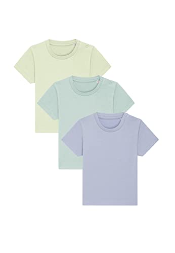 3er Set Hochwertiges Baby, Kleinkind T-Shirt aus Bio-Baumwolle, Säuglingshirt mit Druckknöpfe, hervorragend zum Bedrucken.(z.B. mit Transferfolien), Size:68/80, Color:Pastell von Hilltop