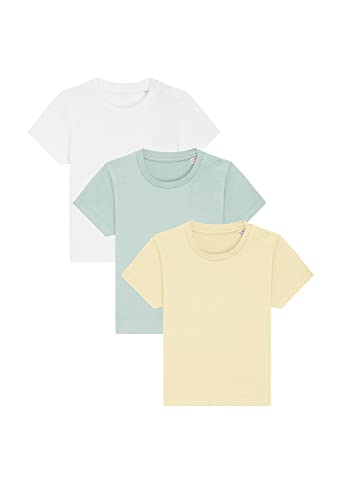 3er Set Hochwertiges Baby, Kleinkind T-Shirt aus Bio-Baumwolle, Säuglingshirt mit Druckknöpfe, hervorragend zum Bedrucken.(z.B. mit Transferfolien), Size:68/80, Color:Spring von Hilltop