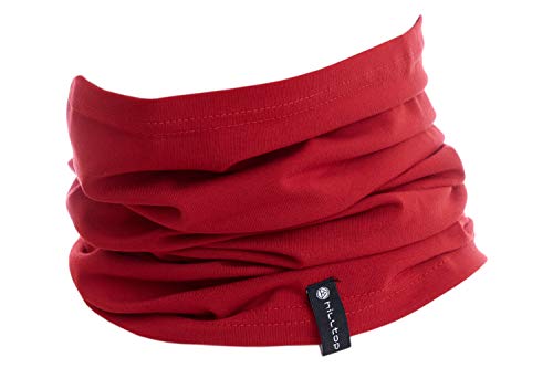 Halstuch aus Baumwolle, Multifunktionstuch, Schlauchtuch, Bandana, Geschenk für Frauen und Männer, Farbe/Design:Rot von Hilltop