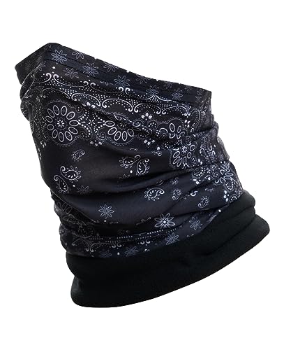 Hilltop® Polar Multifunktionstuch mit Fleece, warmes Schlauchtuch, Schal, Halstuch für kalte Herbst und Wintertage, für Damen und Herren, Trendige Farben, Farbe:Paisley Black von Hilltop