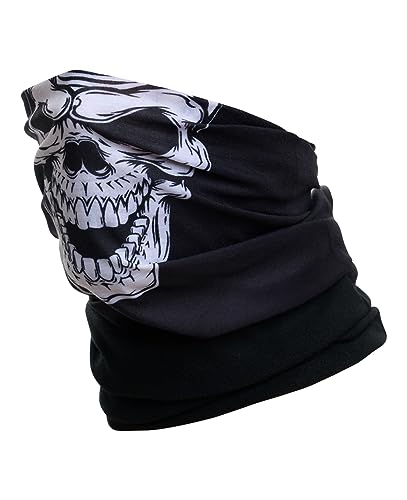 Hilltop® Polar Multifunktionstuch mit Fleece, warmes Schlauchtuch, Schal, Halstuch für kalte Herbst und Wintertage, für Damen und Herren, Trendige Farben, Farbe:White Skull - 2 von Hilltop