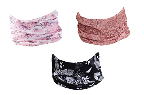 Hilltop 3 x Motorrad Multifunktionstuch, Kopftuch, Halstuch, Bandana 3-er Set in den besten Designs, 3er Set:Black Woman Selection von Hilltop