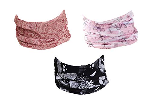 Hilltop 3 x Motorrad Multifunktionstuch, Schlauchtuch, Sport-Halstuch, Bandana / 3-er Set in aktuellen Designs, 3er Set:Blossom Power von Hilltop