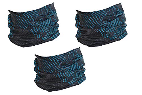 Hilltop 3 x Motorrad Multifunktionstuch, Schlauchtuch, Sport-Halstuch, Bandana / 3-er Set in aktuellen Designs, 3er Set:Blue Black Grafitti von Hilltop