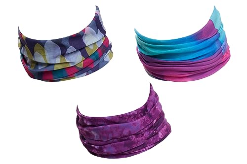 Hilltop 3 x Motorrad Multifunktionstuch, Schlauchtuch, Sport-Halstuch, Bandana / 3-er Set in aktuellen Designs, 3er Set:Multicoloured Stripes von Hilltop