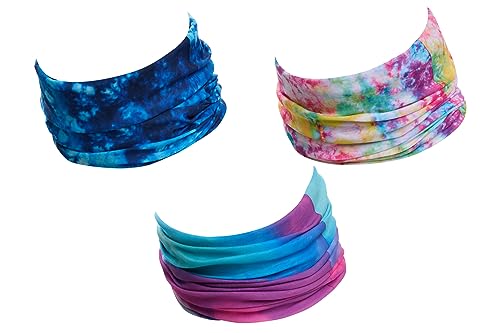 Hilltop 3 x Motorrad Multifunktionstuch, Schlauchtuch, Sport-Halstuch, Bandana / 3-er Set in ausgewählten Designs, 3er Set/Farben:Blaue Streifen von Hilltop