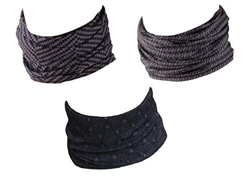 Hilltop 3 x Motorrad Multifunktionstuch, Schlauchtuch, Sport-Halstuch, Bandana / 3-er Set in aktuellen Designs, 3er Set:black grey selection von Hilltop