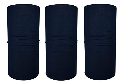 Hilltop 3 x Motorrad Multifunktionstuch in Unifarben, Schlauchtuch, Sport-Halstuch, Bandana / 3-er Set, Unifarben:Dark Blue von Hilltop