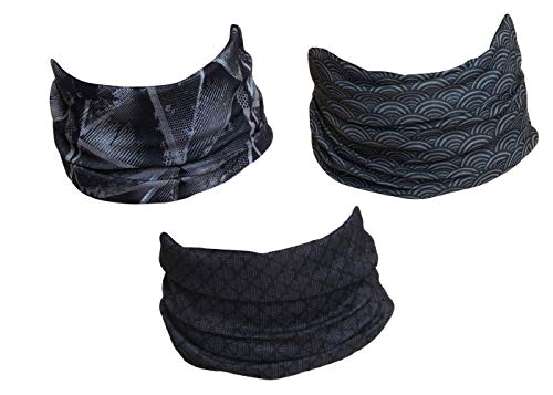 Hilltop 3x Motorrad Multifunktionstuch, Kopftuch, Halstuch, Bandana 3-er Set in ausgewählten Designs, Schlauchtuch für Damen und Herren, 3er Set:Fitness Activity von Hilltop