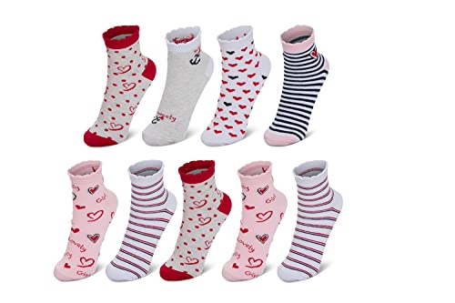 Hilltop 9 Paar Kinder Sneaker Socken, Kurzsocken aus Baumwolle für Jungen & Mädchen, Kindersocken, Size:23/26, Color:Mädchen 3 von Hilltop