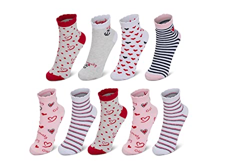 Hilltop 9 Paar Kinder Sneaker Socken, Kurzsocken aus Baumwolle für Jungen & Mädchen, Kindersocken, Size:27/30, Color:Mädchen 3 von Hilltop