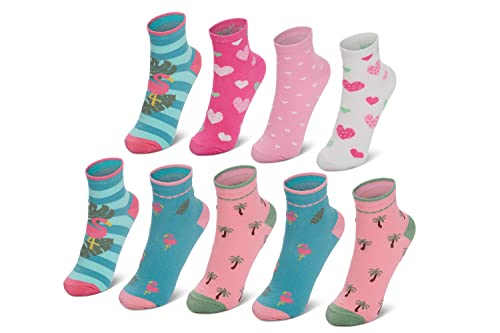 Hilltop 9 Paar Kinder Sneaker Socken, Kurzsocken aus Baumwolle für Jungen & Mädchen, Kindersocken, Size:27/30, Color:Mädchen 4 von Hilltop