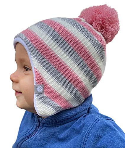 Hilltop Babymütze, hochwertige Kinder Wintermütze, Strickmütze, Kleinkind, doppellagig, Kinder Mützen/Farben:Rosa-Grau 47-48cm von Hilltop