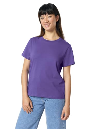 Hilltop Damen T-Shirt, 100% Bio-Baumwolle, Rundhals, Sommer Basic Kurzarm Shirt Elegant, Size:M, Color:Purple Love von Hilltop