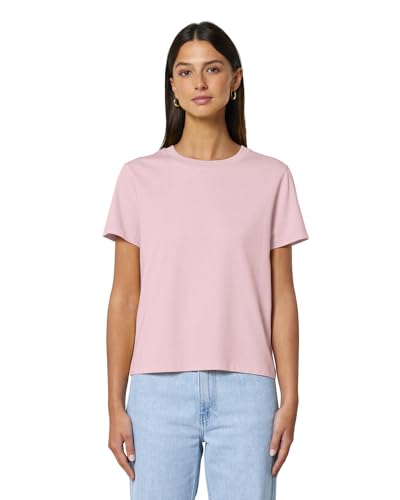Hilltop Damen T-Shirt, 100% Bio-Baumwolle, Rundhals, Sommer Basic Kurzarm Shirt Elegant, Size:XL, Color:Cotton Pink von Hilltop