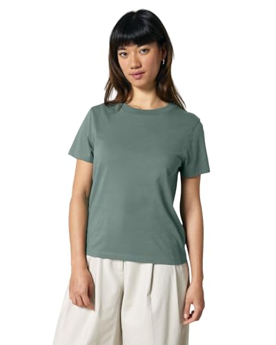 Hilltop Damen T-Shirt, 100% Bio-Baumwolle, Rundhals, Sommer Basic Kurzarm Shirt Elegant, Size:XL, Color:Green Bay von Hilltop