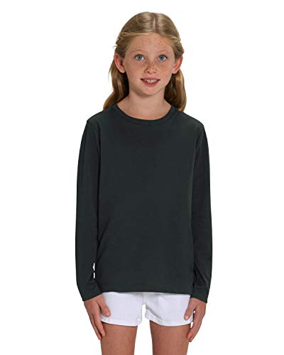 Hilltop Hochwertiges Kinder Langarmshirt, 100% Baumwolle für Mädchen und Jungen. Eignet sich hervorragend zum bedrucken. (z.B.: mit Transfer-Folien/Textilfolien), Size:110/116, Color:Black von Hilltop