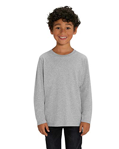 Hilltop Hochwertiges Kinder Langarmshirt, 100% Baumwolle für Mädchen und Jungen. Eignet sich hervorragend zum bedrucken. (z.B.: mit Transfer-Folien/Textilfolien), Size:110/116, Color:Heather Grey von Hilltop