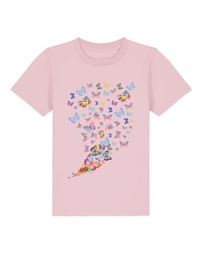 Hilltop Hochwertiges Kinder Mädchen T-Shirt aus 100% Bio Baumwolle mit wunderschönem Einhorn Motiv, Schmetterling Motiv, Premium Kinder Tshirt, Size:110/116, Color:Pink Butterfly von Hilltop
