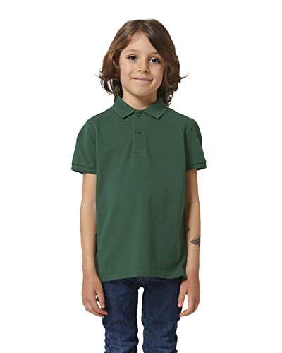 Hilltop Hochwertiges Kinder Poloshirt aus 100% Bio-Baumwolle für Mädchen und Jungen. Eignet Sich hervorragend zum Bedrucken. (z.B.: mit Transfer-Folien/Textilfolien), Size:110/116, Color:Glazed Green von Hilltop