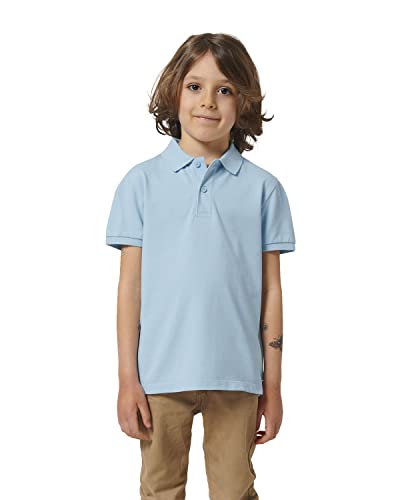 Hilltop Hochwertiges Kinder Poloshirt aus 100% Bio-Baumwolle für Mädchen und Jungen. Eignet Sich hervorragend zum Bedrucken. (z.B.: mit Transfer-Folien/Textilfolien), Size:122/128, Color:Sky Blue von Hilltop