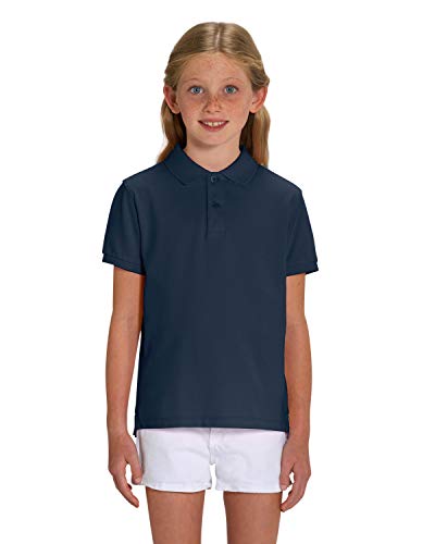 Hilltop Hochwertiges Kinder Poloshirt aus 100% Bio-Baumwolle für Mädchen und Jungen. Eignet Sich hervorragend zum Bedrucken. (z.B.: mit Transfer-Folien/Textilfolien), Size:110/116, Color:French Navy von Hilltop