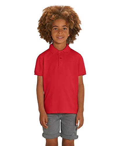 Hilltop Hochwertiges Kinder Poloshirt aus 100% Bio-Baumwolle für Mädchen und Jungen. Eignet sich hervorragend zum bedrucken. (z.B.: mit Transfer-Folien/Textilfolien), Size:122/128, Color:Red von Hilltop