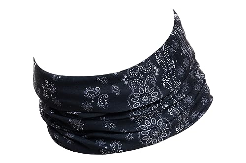 Hilltop Multifunktionstuch, Halstuch Herren, Schlauchschal Damen, Schlauchtuch, Bandana mit vernähten Saumkanten, M.Tuch:Paisley black von Hilltop