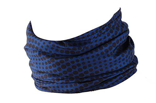 Hilltop Multifunktionstuch, Halstuch, Sporttuch, Schlauchtuch, Kopftuch, Schal, Cooles Design in Trendfarben, für Damen und Herren, Farbe/Design:blau - schwarze Punkte von Hilltop