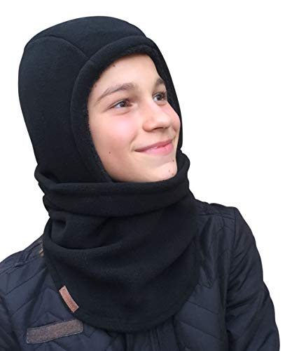 Hilltop Polar Balaclava/Sturmhaube/Gesichtsmaske mit Teddy-Fleece für Kinder bzw. Jugendliche, Farbe/Design:Schwarz von Hilltop